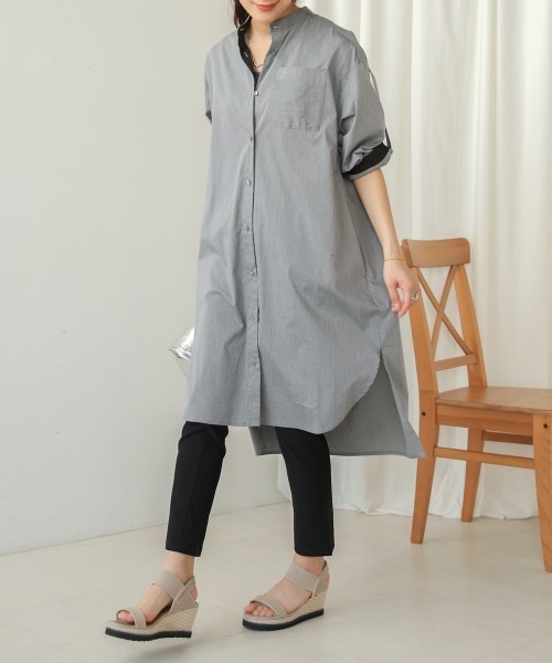 Bou Jeloud（ブージュルード）の「スタンドオープンシャツワンピース（シャツワンピース・レディース・ブラック/A・MEDIUM）」の2枚目の写真