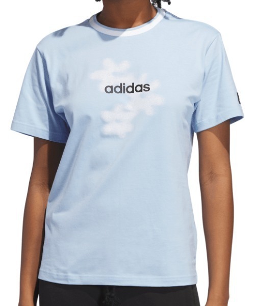 adidas(アディダス)の「アディダス adidas シャドー フローラル グラフィック半袖 Tシャツ(Tシャツ/カットソー・レディース・ブラック/サックスブルー・L/XL/S/M)」の1枚目の写真