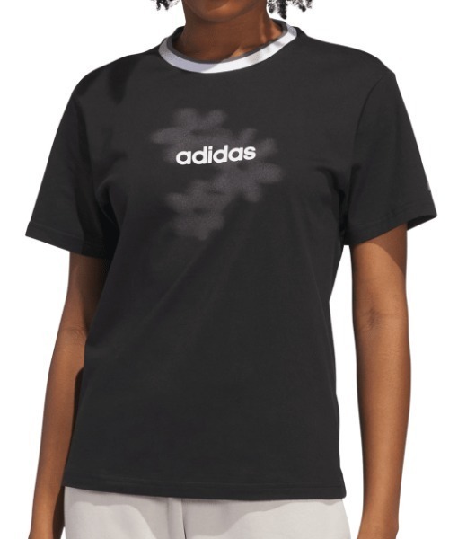 adidas(アディダス)の「アディダス adidas シャドー フローラル グラフィック半袖 Tシャツ(Tシャツ/カットソー・レディース・ブラック/サックスブルー・L/XL/S/M)」の2枚目の写真