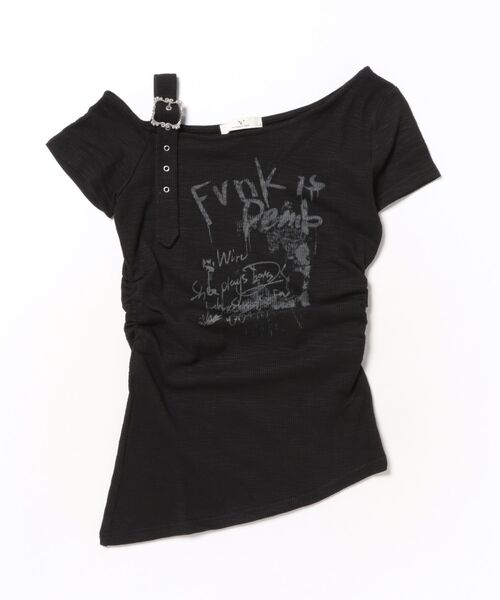 ONE SHOULDER Tシャツ MOUSSY | ONE SHOULDER TEE (Tシャツ・カットソー(半袖) ) |SHEL