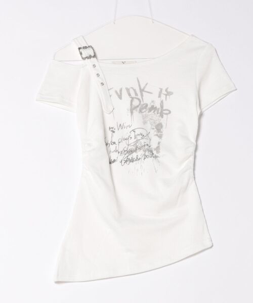 ONE SHOULDER Tシャツ Never mind the XU】one shoulder punk tops / 【ネバーマインド
