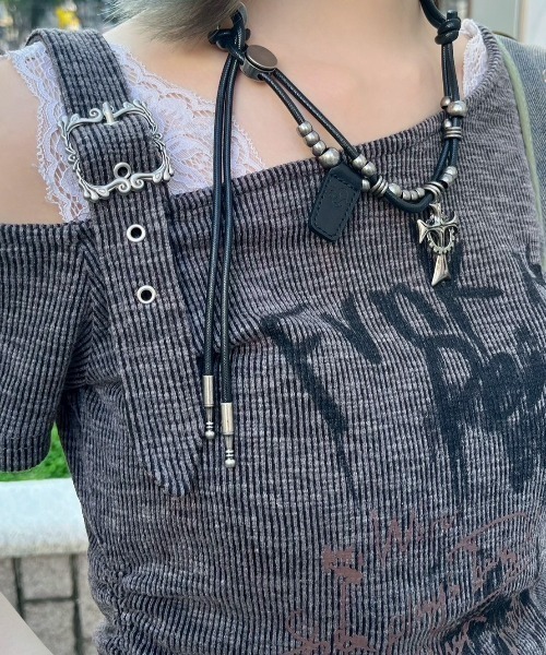 ONE SHOULDER Tシャツ Never mind the XU】one shoulder punk tops / 【ネバーマインド