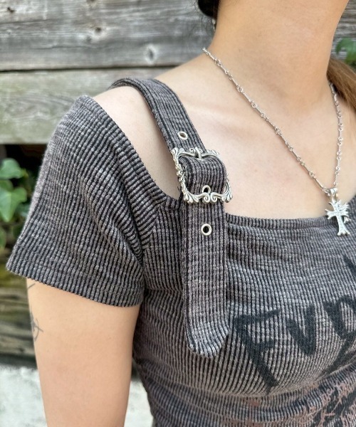 XU】one shoulder punk tops / 【エックスユー】ワンショルダー