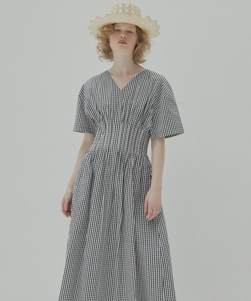 セール】ギンガムチェックラウンドフォームドレス / Gingham