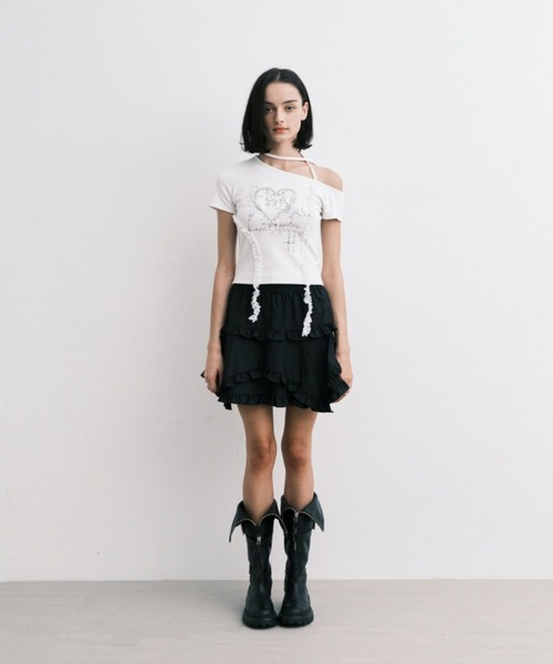 Midnight Move（ミッドナイトムーブ）の「Midnight Move／HERT2 T（Tシャツ/カットソー・レディース・ブラック/ホワイト・FREE）」の5枚目の写真