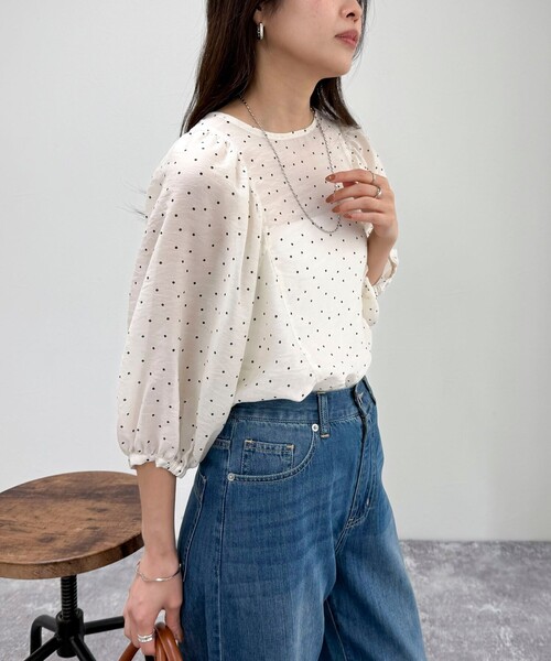 fredy emue（フレディエミュ）の「ドットボリューム袖ブラウス（シャツ/ブラウス・レディース・グリーン系その他/ブラック系その他/ホワイト系その他・38）」の17枚目の写真