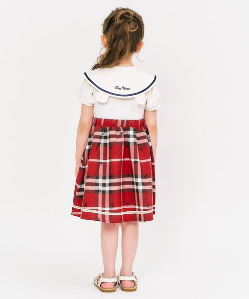 apres les cours（アプレレクール）の「tiny bearセーラー衿ドッキングワンピース（ワンピース・キッズ・アイボリー/ネイビー・80/90/100/110/120）」の4枚目の写真