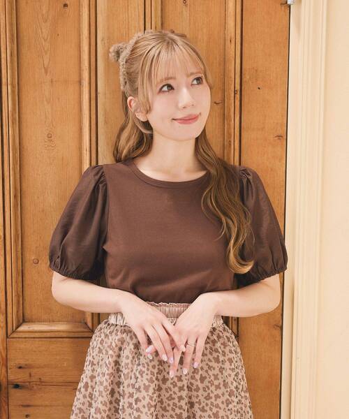 Areeam（アリーム）の「異素材パフスリーブTシャツ（Tシャツ/カットソー・レディース・オフホワイト/ブラウン・FREE）」の12枚目の写真