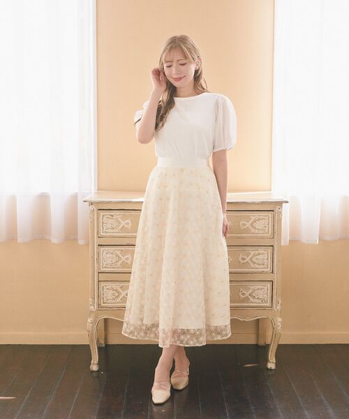 Areeam（アリーム）の「異素材パフスリーブTシャツ（Tシャツ/カットソー・レディース・オフホワイト/ブラウン・FREE）」の19枚目の写真