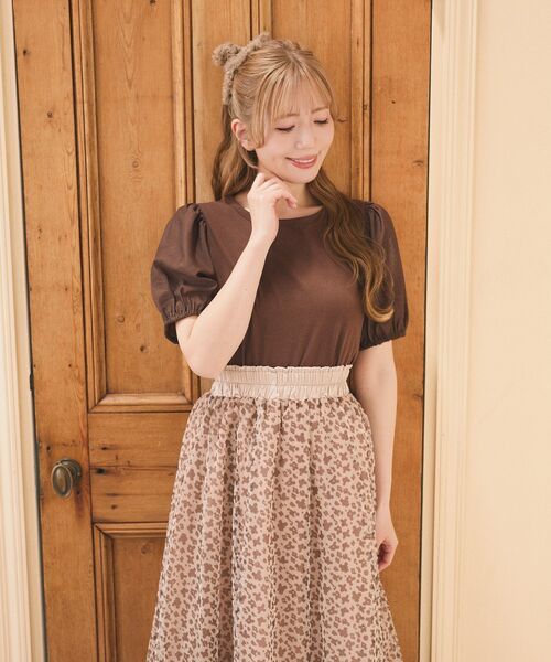 Areeam（アリーム）の「異素材パフスリーブTシャツ（Tシャツ/カットソー・レディース・オフホワイト/ブラウン・FREE）」の22枚目の写真