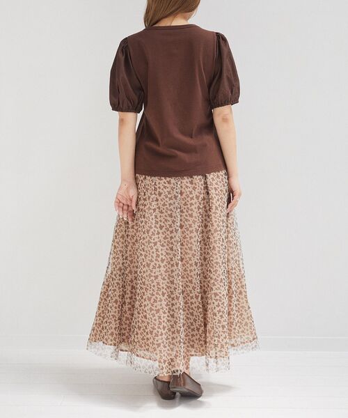 tシャツ 異素材パフスリーブTシャツ レディース セール】異素材パフスリーブTシャツ（Tシャツ/カットソー
