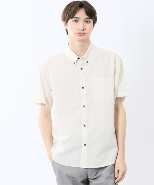 m.f.editorial（エムエフエディトリアル）の「【吸水速乾】m.f.エディトリアル メンズ パナマ ボタンダウン半袖シャツ（シャツ/ブラウス・メンズ・ネイビー/ホワイト/ライトグレー・LARGE/X-LARGE/MEDIUM）」の2枚目の写真