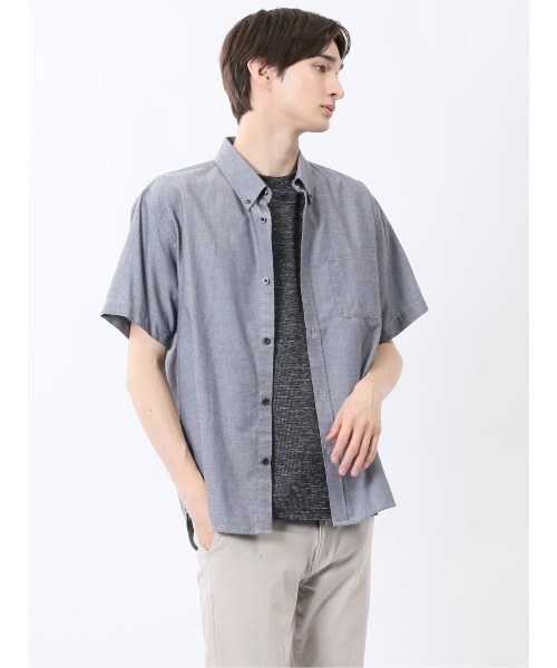 m.f.editorial（エムエフエディトリアル）の「【吸水速乾】m.f.エディトリアル メンズ パナマ ボタンダウン半袖シャツ（シャツ/ブラウス・メンズ・ネイビー/ホワイト/ライトグレー・LARGE/X-LARGE/MEDIUM）」の16枚目の写真