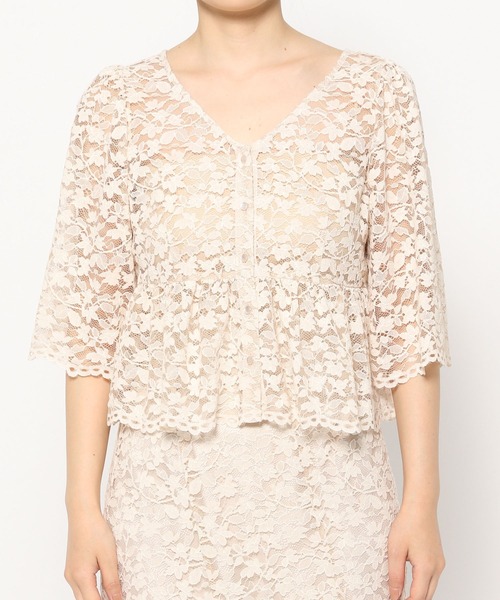 mysty woman(ミスティウーマン)の「2WAYスカラップレースブラウス 497243(シャツ/ブラウス・レディース・オフホワイト/ブラック/ベージュ・FREE)」の14枚目の写真