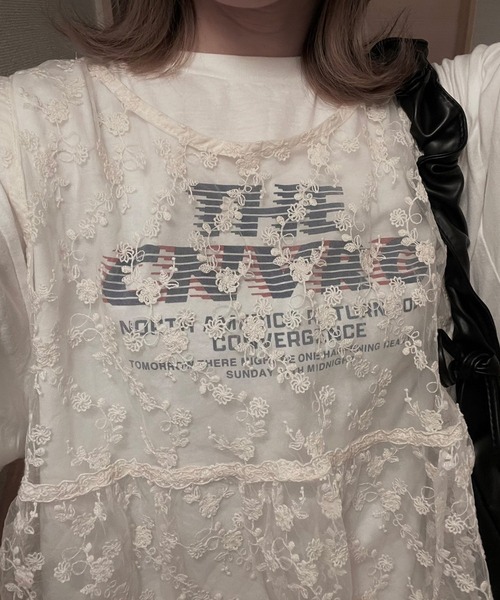 レース小花柄ビスチェ