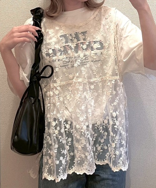 KUOSE 花柄レースビスチェ &ロンＴ セットアップ KUOSE 花柄レースビスチェ &ロンT セットアップ