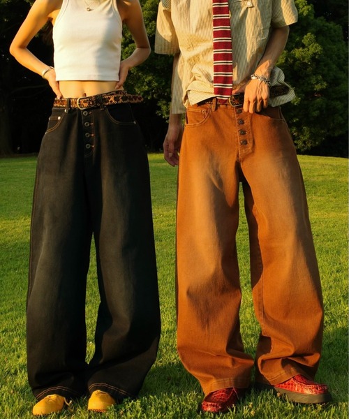 INTER FACTORY(インターファクトリー)の「はる - ボタンフライワイドデニムパンツ - made in INTER FACTORY(デニムパンツ・メンズ・ブラウン/インディゴブルー・MEDIUM/LARGE)」の11枚目の写真