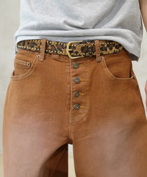 INTER FACTORY(インターファクトリー)の「はる - ボタンフライワイドデニムパンツ - made in INTER FACTORY(デニムパンツ・メンズ・ブラウン/インディゴブルー・MEDIUM/LARGE)」の4枚目の写真