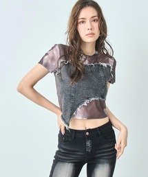ANAP（アナップ）の「デニム ビスチェ ドッキング ニュアンス シアー Tシャツ（Tシャツ/カットソー）」