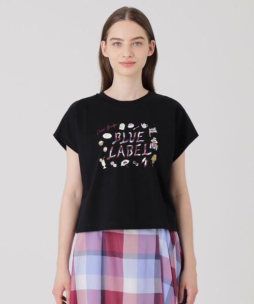 新品タグ24SS✨ブルーレーベルクレストブリッジ ピマコットン天竺Tシャツ 黒 セール】【星陽子コラボ】ピマコットンプレーティング天竺ロゴ