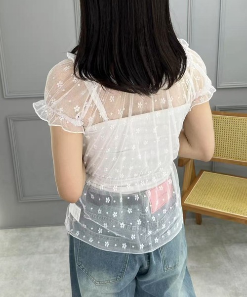mebole(メボレ)の「フラワーシアートップス(Tシャツ/カットソー・レディース・ホワイト/ブラック・FREE)」の11枚目の写真