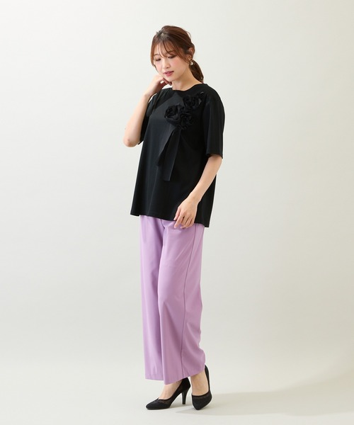 Rose Tiara（ローズティアラ）の「【接触冷感/UVカット/抗菌/防臭】イージーワイドパンツ（その他パンツ・レディース・バイオレット/ブラウン/ブラック・46/42/38）」の15枚目の写真