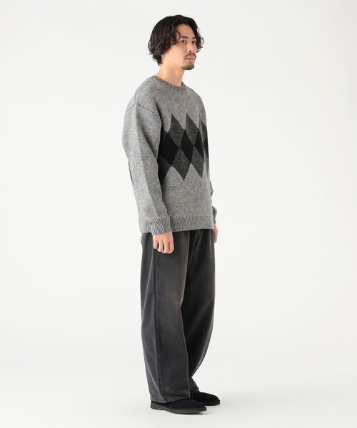 B:MING by BEAMS（ビーミングバイビームス）の「5ゲージ アーガイル ニット（ユニセックス）（ニット/セーター・メンズ・ブラウン/グレー・XL/L/M/S）」の3枚目の写真