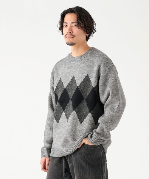 B:MING by BEAMS（ビーミングバイビームス）の「5ゲージ アーガイル ニット（ユニセックス）（ニット/セーター・メンズ・ブラウン/グレー・XL/L/M/S）」の4枚目の写真