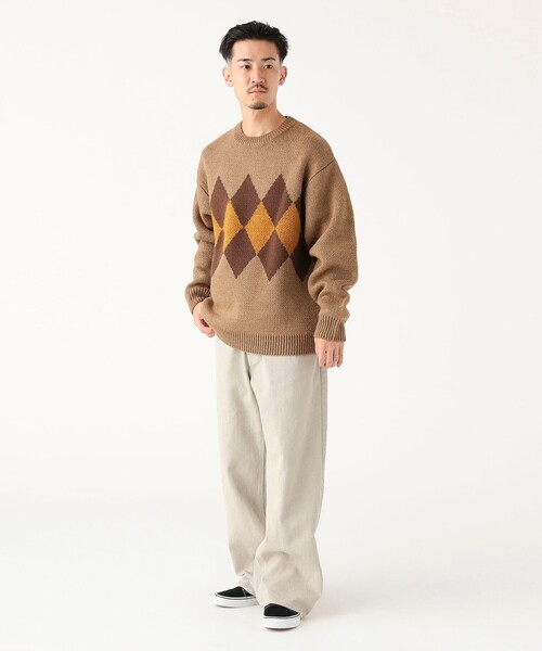 B:MING by BEAMS（ビーミングバイビームス）の「5ゲージ アーガイル ニット（ユニセックス）（ニット/セーター・メンズ・ブラウン/グレー・XL/L/M/S）」の5枚目の写真