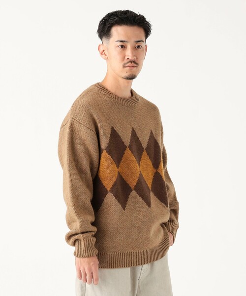 B:MING by BEAMS（ビーミングバイビームス）の「5ゲージ アーガイル ニット（ユニセックス）（ニット/セーター・メンズ・ブラウン/グレー・XL/L/M/S）」の6枚目の写真