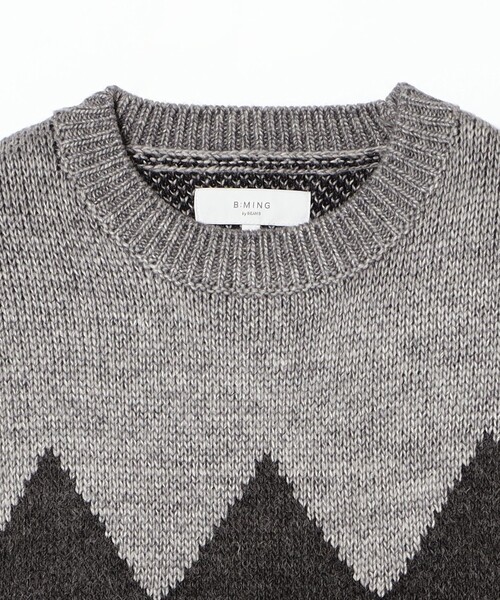 B:MING by BEAMS（ビーミングバイビームス）の「5ゲージ アーガイル ニット（ユニセックス）（ニット/セーター・メンズ・ブラウン/グレー・XL/L/M/S）」の8枚目の写真