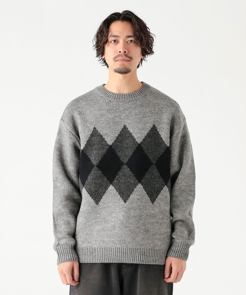 B:MING by BEAMS（ビーミングバイビームス）の「5ゲージ アーガイル ニット（ユニセックス）（ニット/セーター・メンズ・ブラウン/グレー・XL/L/M/S）」の16枚目の写真
