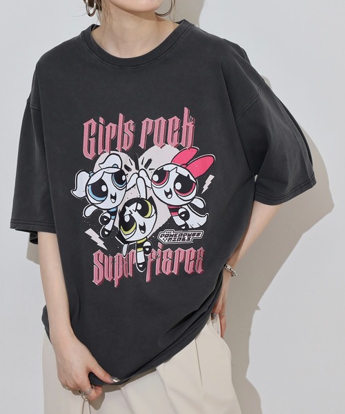 パワーパフガールズ ウォッシュ加工オーバーサイズTシャツ Powerpuff Girls パワーパフガールズ ピグメントWASH オーバー