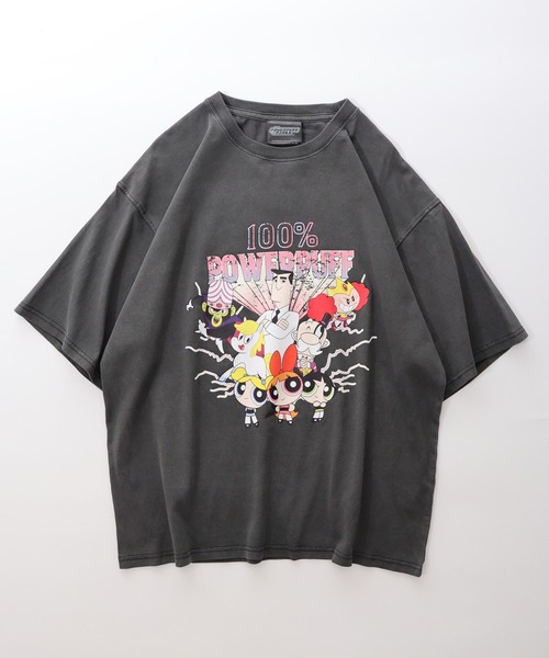 パワーパフガールズ ウォッシュ加工オーバーサイズTシャツ Powerpuff Girls パワーパフガールズ ピグメントWASH オーバー