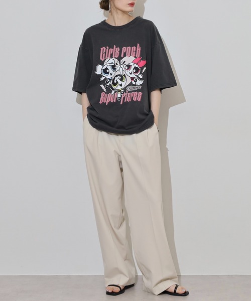 FUNALIVE（ファンアライブ）の「Powerpuff Girls パワーパフガールズ ピグメントWASH オーバーサイズTシャツ（Tシャツ/カットソー・メンズ・ブラック系4/ブラック系3/ブラック系2/ブラック系1・L/M）」の16枚目の写真