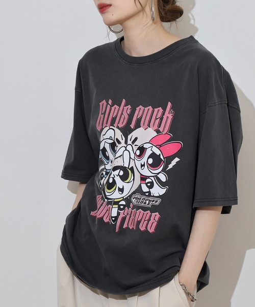 FUNALIVE（ファンアライブ）の「Powerpuff Girls パワーパフガールズ ピグメントWASH オーバーサイズTシャツ（Tシャツ/カットソー・メンズ・ブラック系4/ブラック系3/ブラック系2/ブラック系1・L/M）」の15枚目の写真