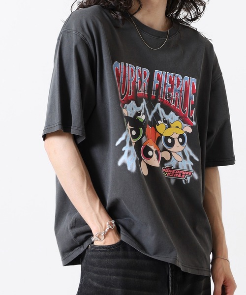 FUNALIVE（ファンアライブ）の「Powerpuff Girls パワーパフガールズ ピグメントWASH オーバーサイズTシャツ（Tシャツ/カットソー・メンズ・ブラック系4/ブラック系3/ブラック系2/ブラック系1・L/M）」の17枚目の写真