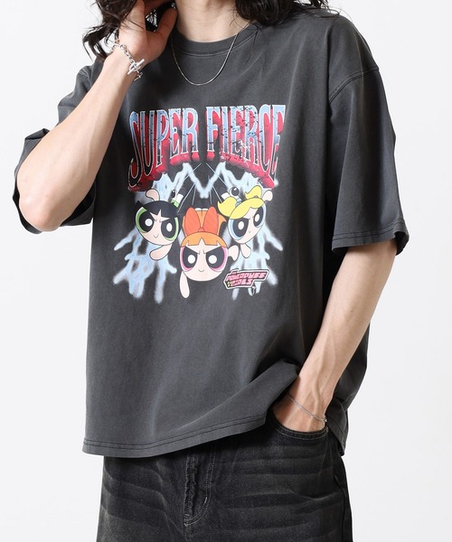 FUNALIVE（ファンアライブ）の「Powerpuff Girls パワーパフガールズ ピグメントWASH オーバーサイズTシャツ（Tシャツ/カットソー・メンズ・ブラック系4/ブラック系3/ブラック系2/ブラック系1・L/M）」の19枚目の写真