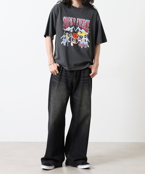 FUNALIVE（ファンアライブ）の「Powerpuff Girls パワーパフガールズ ピグメントWASH オーバーサイズTシャツ（Tシャツ/カットソー・メンズ・ブラック系4/ブラック系3/ブラック系2/ブラック系1・L/M）」の20枚目の写真