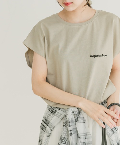 ITEMS URBANRESEARCH（アイテムズ アーバンリサーチ）の「刺繍フレンチTシャツ（Tシャツ/カットソー・レディース・ダークブラウン/ホワイト/ライトベージュ・FREE）」の18枚目の写真