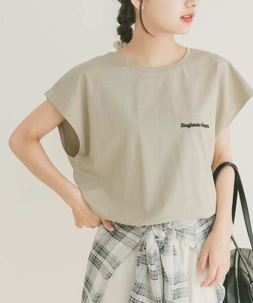 ITEMS URBANRESEARCH（アイテムズ アーバンリサーチ）の「刺繍フレンチTシャツ（Tシャツ/カットソー・レディース・ダークブラウン/ホワイト/ライトベージュ・FREE）」の17枚目の写真