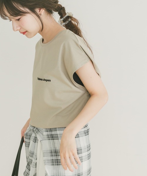 ITEMS URBANRESEARCH（アイテムズ アーバンリサーチ）の「刺繍フレンチTシャツ（Tシャツ/カットソー・レディース・ダークブラウン/ホワイト/ライトベージュ・FREE）」の16枚目の写真