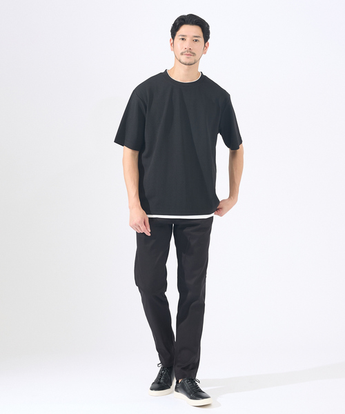 ABAHOUSE GRAY(アバハウスグレイ)の「【レイヤード】ストライプ ジャガード 半袖Tシャツ(Tシャツ/カットソー・メンズ・グレイッシュベージュ/ホワイト/ネイビー/ブラック・46/48)」の13枚目の写真