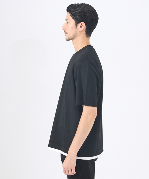 ABAHOUSE GRAY(アバハウスグレイ)の「【レイヤード】ストライプ ジャガード 半袖Tシャツ(Tシャツ/カットソー・メンズ・グレイッシュベージュ/ホワイト/ネイビー/ブラック・46/48)」の12枚目の写真