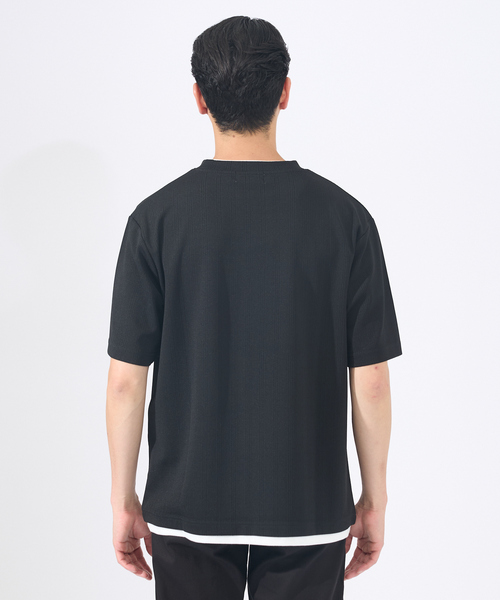 ABAHOUSE GRAY(アバハウスグレイ)の「【レイヤード】ストライプ ジャガード 半袖Tシャツ(Tシャツ/カットソー・メンズ・グレイッシュベージュ/ホワイト/ネイビー/ブラック・46/48)」の11枚目の写真