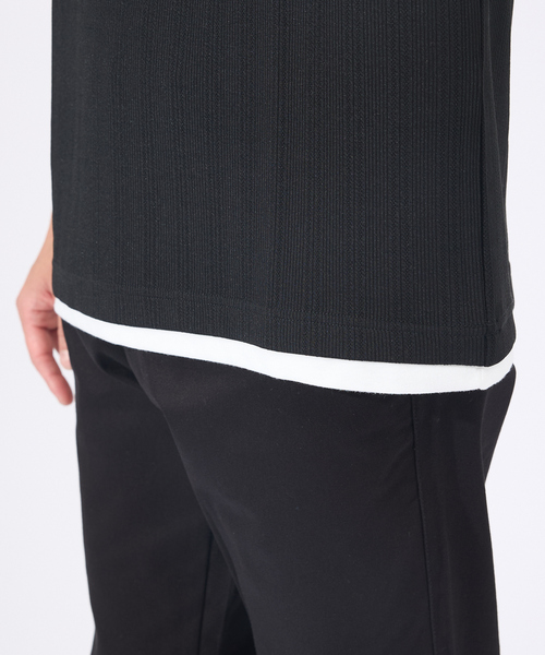 ABAHOUSE GRAY(アバハウスグレイ)の「【レイヤード】ストライプ ジャガード 半袖Tシャツ(Tシャツ/カットソー・メンズ・グレイッシュベージュ/ホワイト/ネイビー/ブラック・46/48)」の8枚目の写真