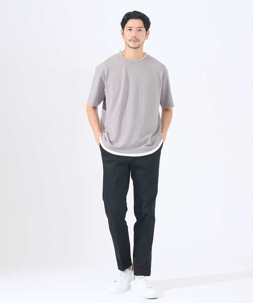 ABAHOUSE GRAY(アバハウスグレイ)の「【レイヤード】ストライプ ジャガード 半袖Tシャツ(Tシャツ/カットソー・メンズ・グレイッシュベージュ/ホワイト/ネイビー/ブラック・46/48)」の14枚目の写真