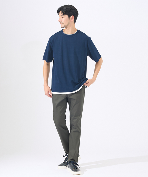 ABAHOUSE GRAY(アバハウスグレイ)の「【レイヤード】ストライプ ジャガード 半袖Tシャツ(Tシャツ/カットソー・メンズ・グレイッシュベージュ/ホワイト/ネイビー/ブラック・46/48)」の15枚目の写真