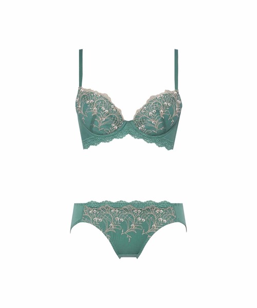 AMOSTYLE BY Triumph（アモスタイルバイトリンプ）の「脇高ブラ ブラ＆ショーツセット ボタニカルモザイク【C,Dカップ】 AMST1529 WHU + Hikini JX（ブラ&ショーツ・レディース・ベージュ/グリーン/ホワイト/ピンク・C65/C70/C75/D65/D70/D75）」の18枚目の写真