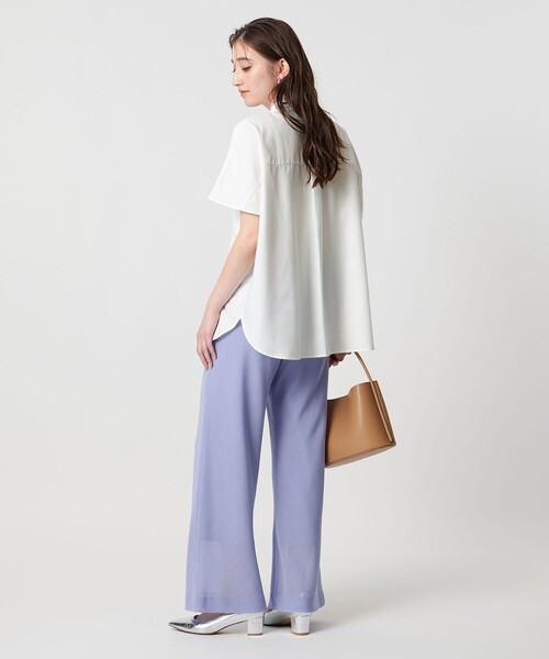 新品 ユナイテッドアローズ ミニフリル シャツ ネイビー 半袖 ミニフリル シャツ